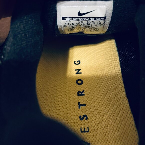 NIKE Lance Armstrong Livestrong Lunarglide 4 Black Marigold White 11.5 US 45.5 - Picture 10 of 11